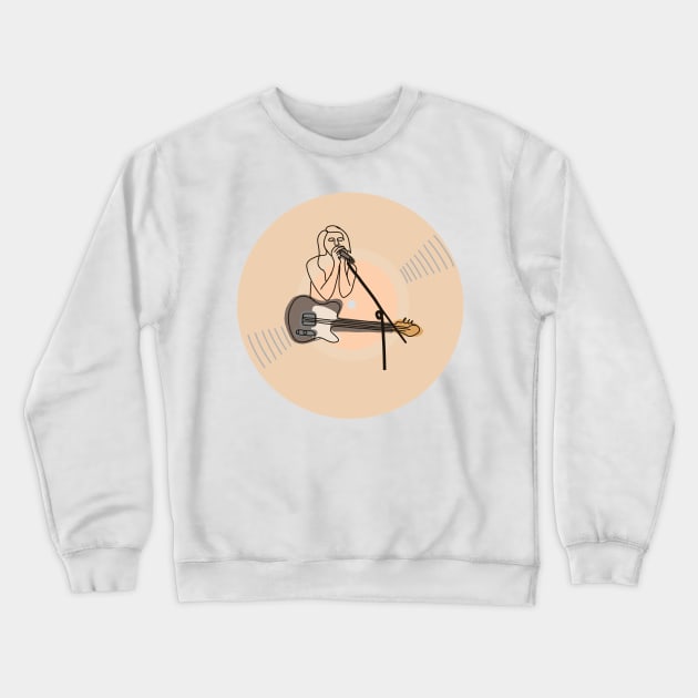 Vinyl - Singer + guitarist minimalist line art Crewneck Sweatshirt by SwasRasaily